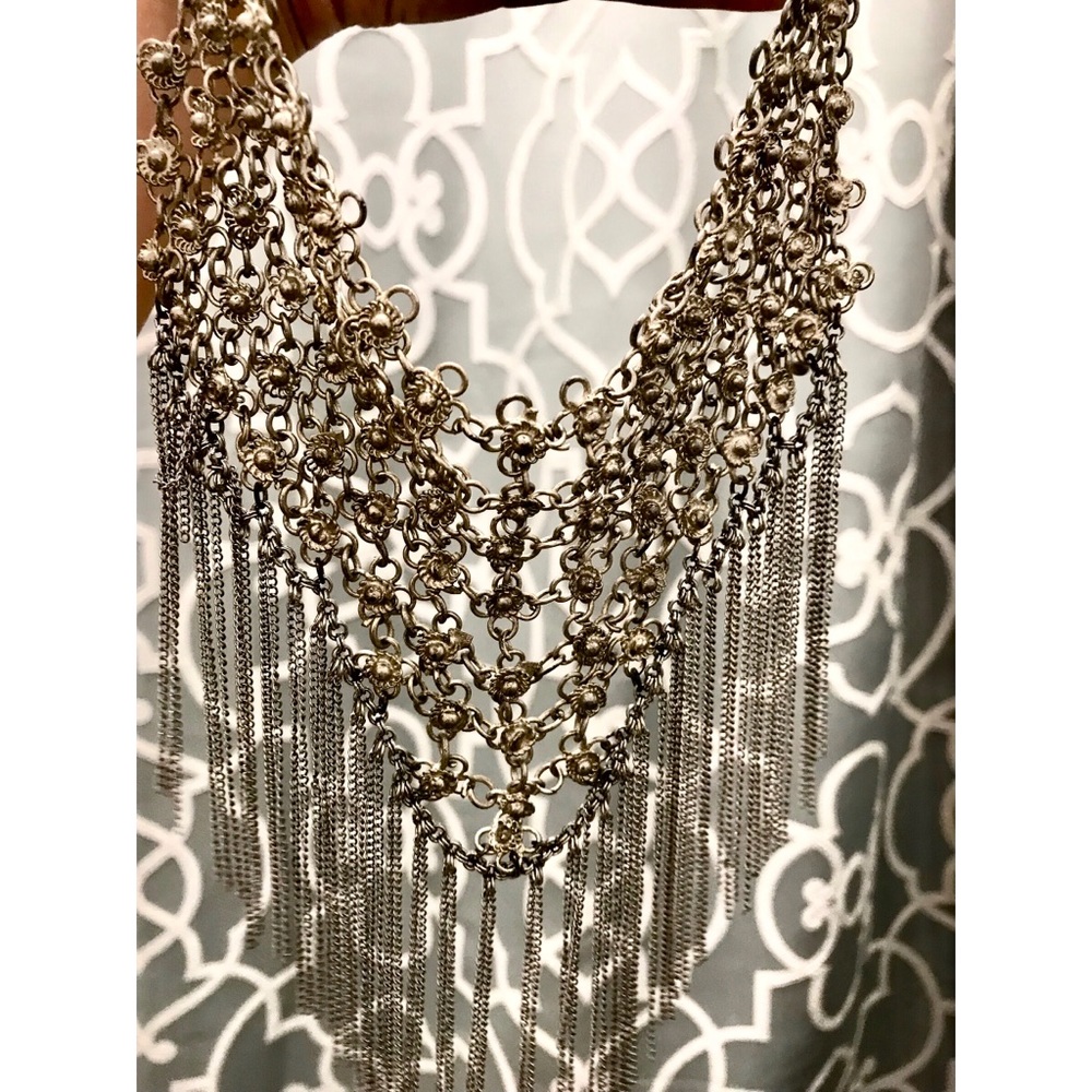 Free People Silver Bib Floral Necklace
